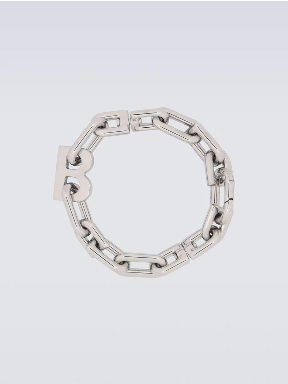 Balenciaga Silver-Tone B chain Bracelet Size S
